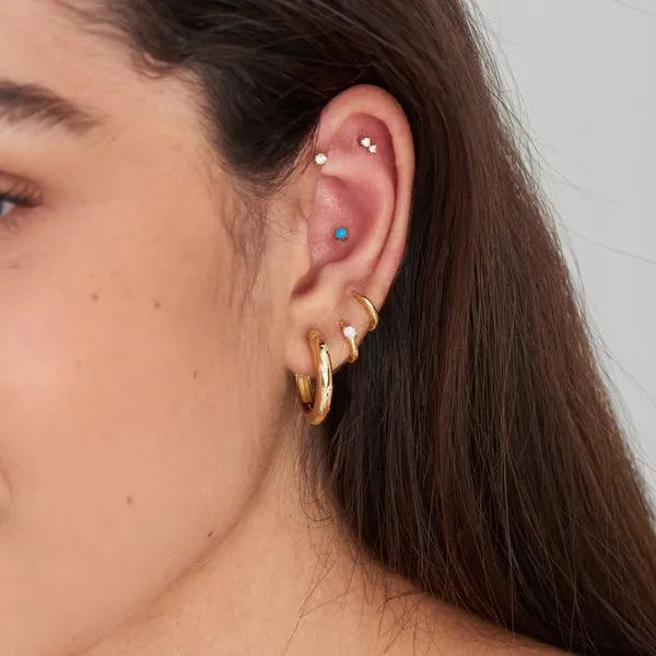 E035-13G Ania Haie Ear Edit Gold Turquoise Cabochon Barbell Single Earring Image 3 Taylors Jewellers Alliston, ON
