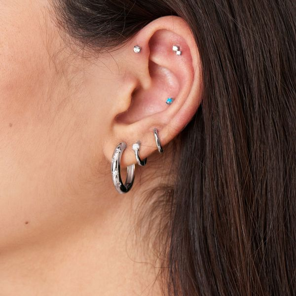 E035-05H Ania Haie Ear Edit Silver Sparkle Barbell Single Earring Image 3 Taylors Jewellers Alliston, ON