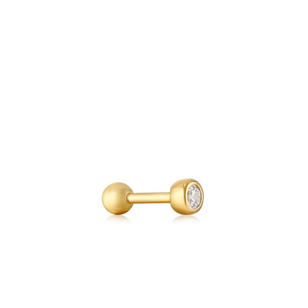 E035-06G Ania Haie Gold Sparkle  Bezel Sparkle Barbell Single Earring Taylors Jewellers Alliston, ON
