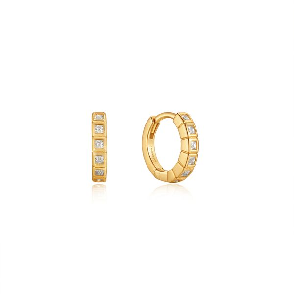 E037-05G Anie Haie Glam Rock Huggie Hoop Earrings, Sterling Silver Gold Plated Taylors Jewellers Alliston, ON