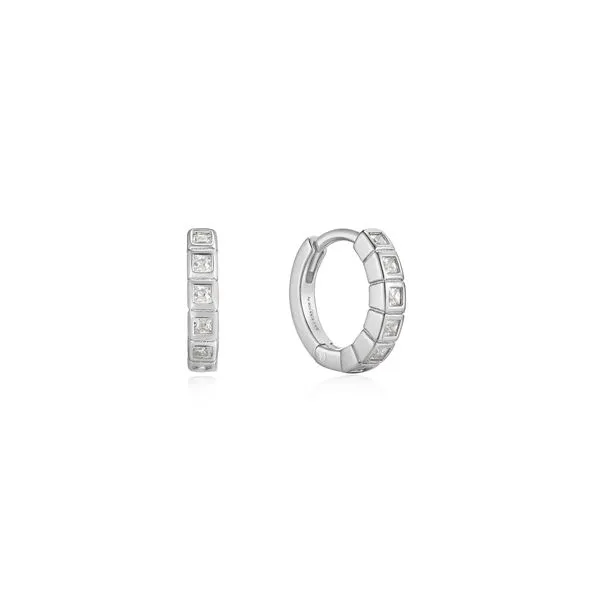 E037-05H Anie Haie Glam Rock  Huggie Hoop Earrings, Sterling Silver Taylors Jewellers Alliston, ON