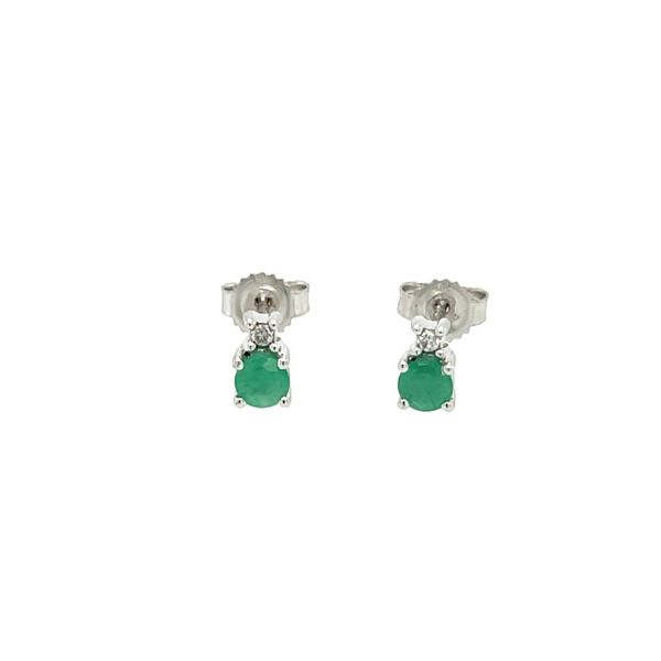 3.5MM Emerald and Diamond Accent Earrings in 10K White Gold Taylors Jewellers Alliston, ON