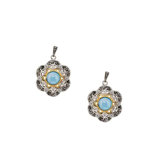Silver and 23k Gilding Celestial Earrings - Swiss Blue Topaz Taylors Jewellers Alliston, ON