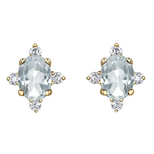 10kt Yellow Gold Oval White Topaz & 0.04cttw Diamonds Studs Taylors Jewellers Alliston, ON