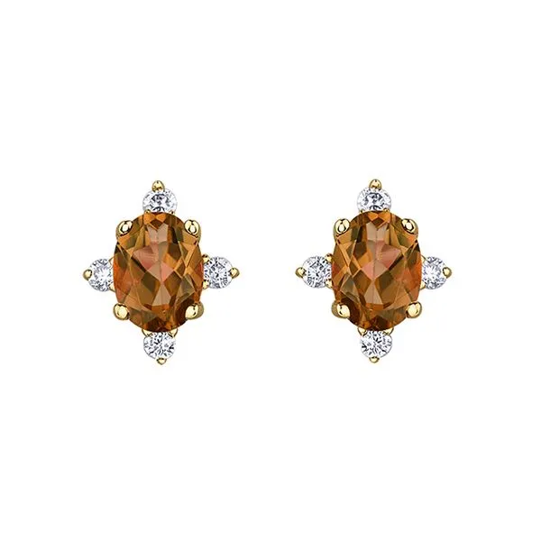 10KT Yellow Gold Citrine & Diamond Stud Earrings Taylors Jewellers Alliston, ON