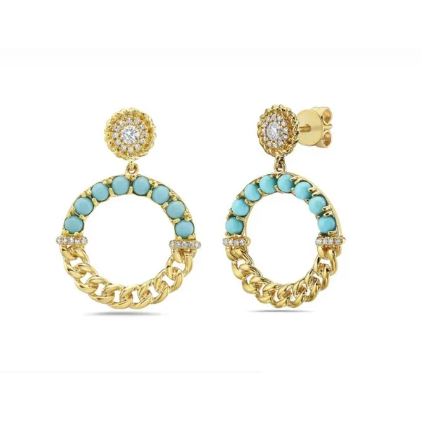 14kt Yellow Gold Turquoise & Diamond Stud Drops Taylors Jewellers Alliston, ON