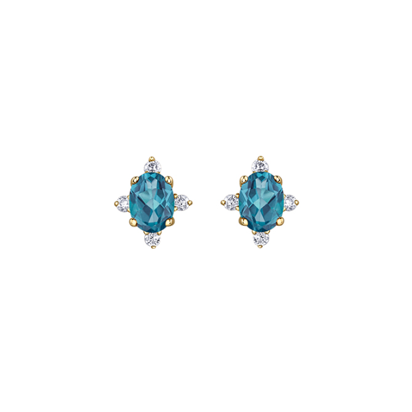 Blue Topaz & Diamond Studs Taylors Jewellers Alliston, ON