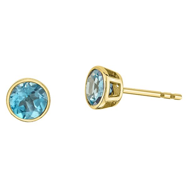 10kt Yellow Gold 5mm Blue Topaz Studs Taylors Jewellers Alliston, ON