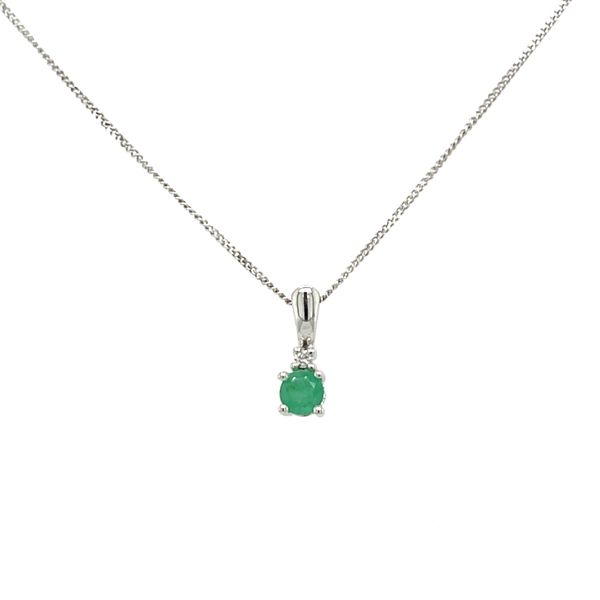 3.5MM Emerald and Diamond Accent Pendant in 10K White Gold Taylors Jewellers Alliston, ON