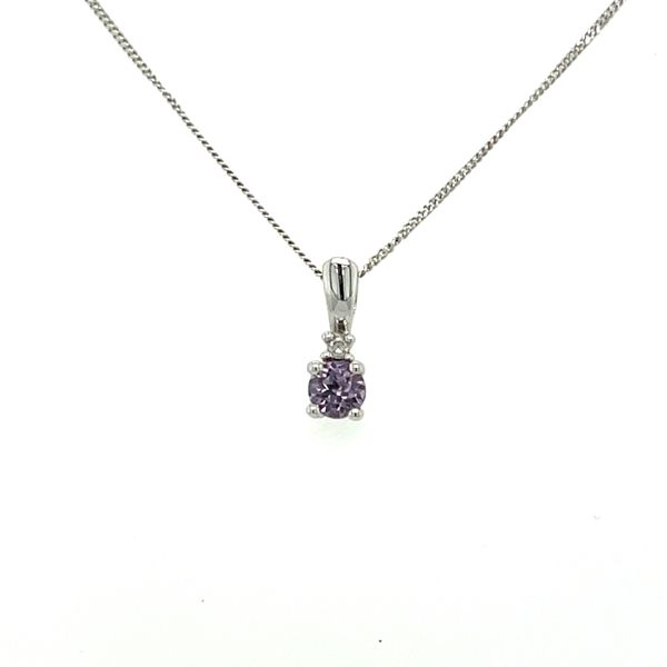 3.5MM Rhodilite and Diamond Accent Pendant in 10K White Gold Taylors Jewellers Alliston, ON
