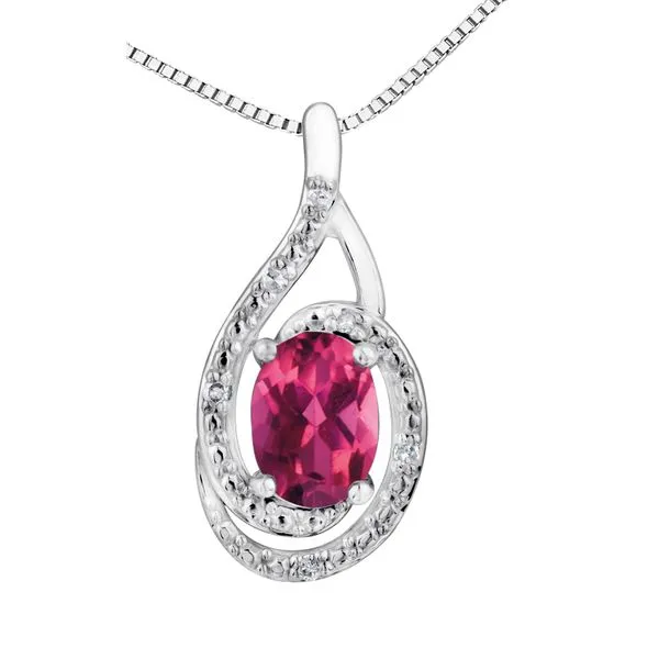 7X5MM PINK TOPAZ & 0.03CT T.W DIAMOND STERLING SILVER NECKLACE Taylors Jewellers Alliston, ON