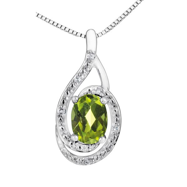 7X5MM PERIDOT & 0.03CT T.W DIAMOND STERLING SILVER NECKLACE Taylors Jewellers Alliston, ON