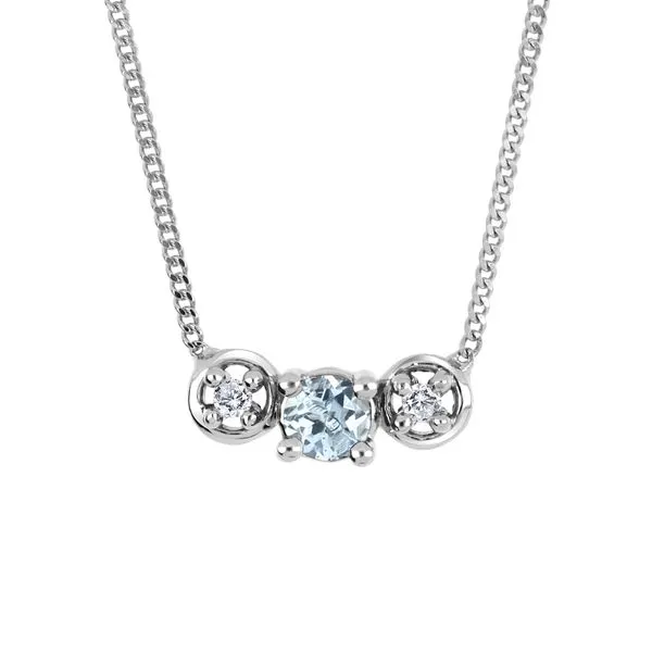 10K White Gold Aquamarine and Diamond Necklace .01ct Taylors Jewellers Alliston, ON