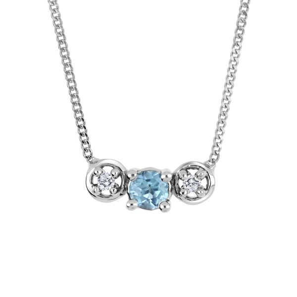 10K White Gold Blue Topaz and Diamond Necklace .01ct Taylors Jewellers Alliston, ON