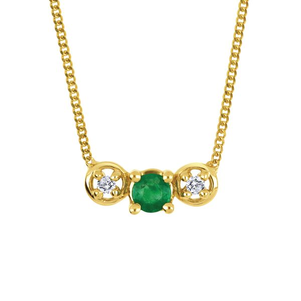 10K Yellow Gold Emerald and Diamond Necklace .01ct Taylors Jewellers Alliston, ON
