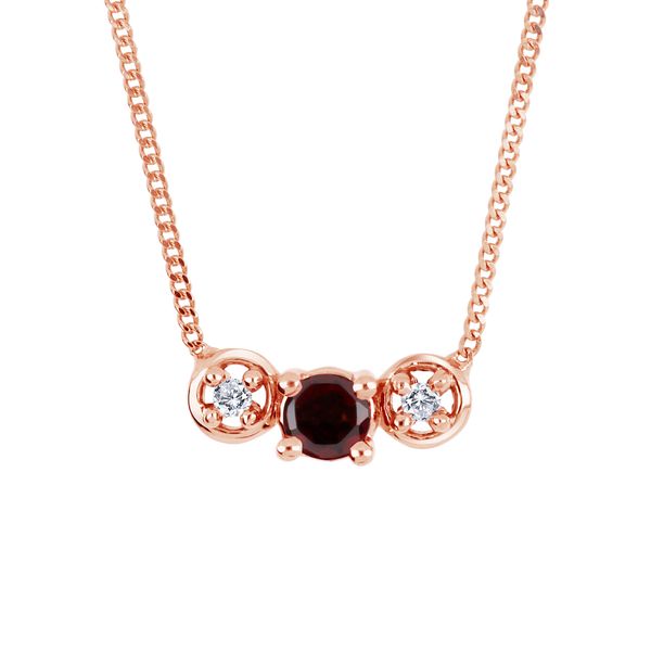 10K Rose gold Garnet and Diamond Necklace .01ct Taylors Jewellers Alliston, ON