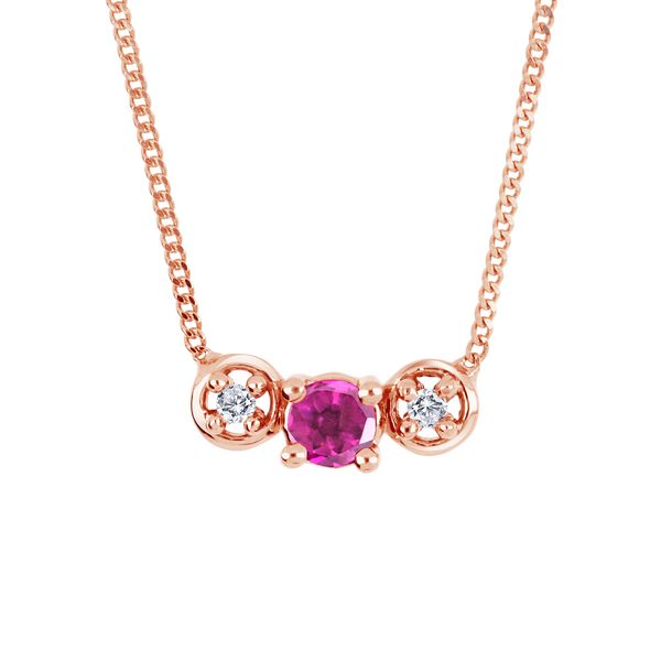 10K Rose Gold Pink Topaz and Diamond Necklace .01ct Taylors Jewellers Alliston, ON