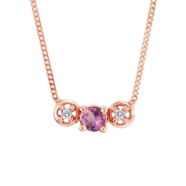10K Rose Gold Rhodalite Garnet and Diamond Necklace .01ct Taylors Jewellers Alliston, ON