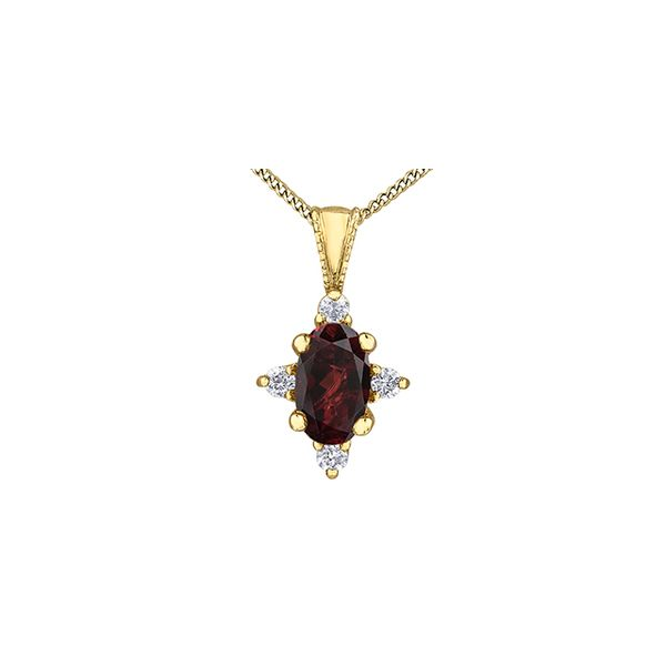 10Kt Yellow Gold Garnet & Diamond Pendant Taylors Jewellers Alliston, ON