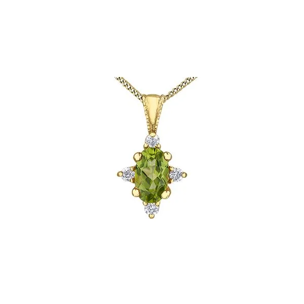 10Kt Yellow Gold Peridot & Diamond Pendant Taylors Jewellers Alliston, ON