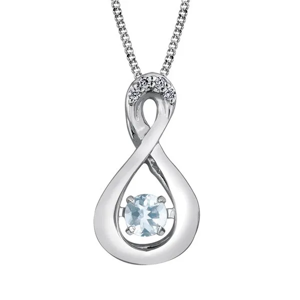 3.00MM ROUND AQUAMARINE WITH DIAMONDS  INFINITY 10KT WHITE GOLD 