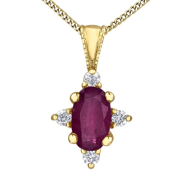 10Kt Yellow Gold Ruby & Diamond Pendant Taylors Jewellers Alliston, ON