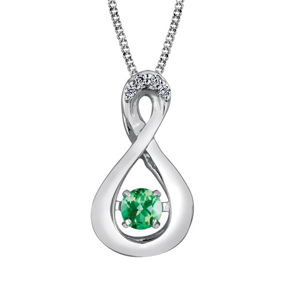 3.00MM ROUND EMERALD WITH DIAMONDS  INFINITY 10KT WHITE GOLD 