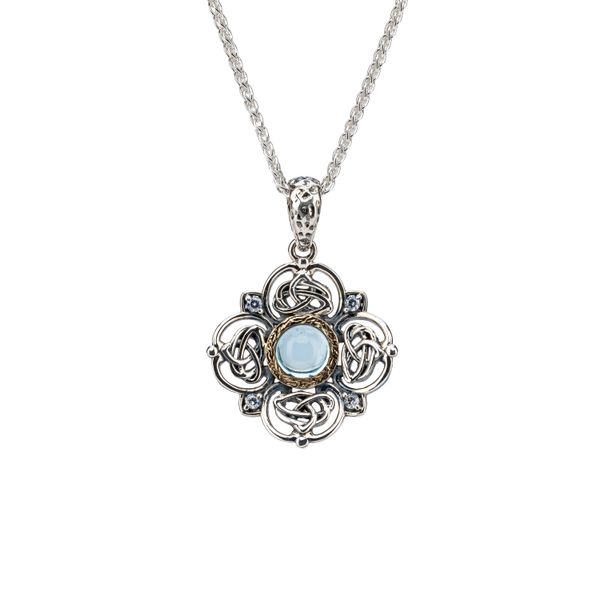 Silver and 10k Gold Celestial Small Pendant - Sky Blue Topaz & Cubic Zirconia. Taylors Jewellers Alliston, ON