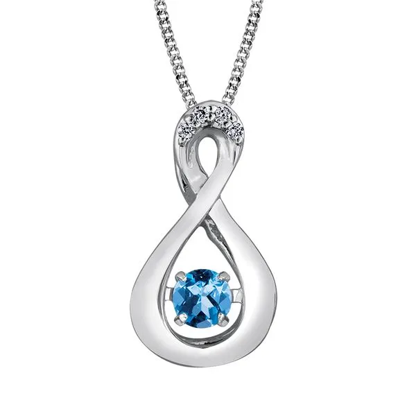 3.00MM ROUND BLUE BLUE TOPAZ WITH DIAMONDS INFINITY 10KT WHITE GOLD 