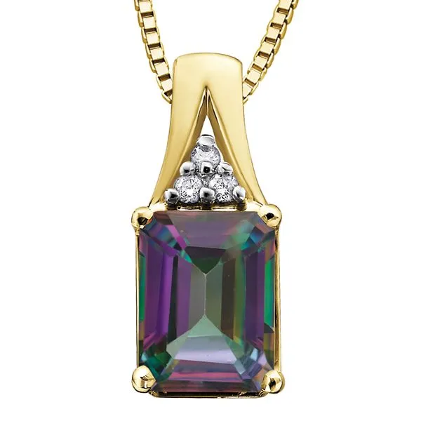 10kt Yellow Gold Mystic Topaz & 0.03cttw  Diamond Necklace Taylors Jewellers Alliston, ON