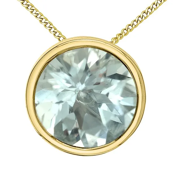 10kt Yellow Gold 5mm Aquamarine Necklace Taylors Jewellers Alliston, ON