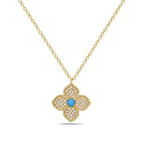 Diamond & Turquoise Lilly Pendant Taylors Jewellers Alliston, ON