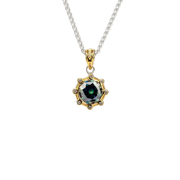 Silver And 23k Gold Gilding Celestial Pendant - Mystic Blue Moissanite Taylors Jewellers Alliston, ON
