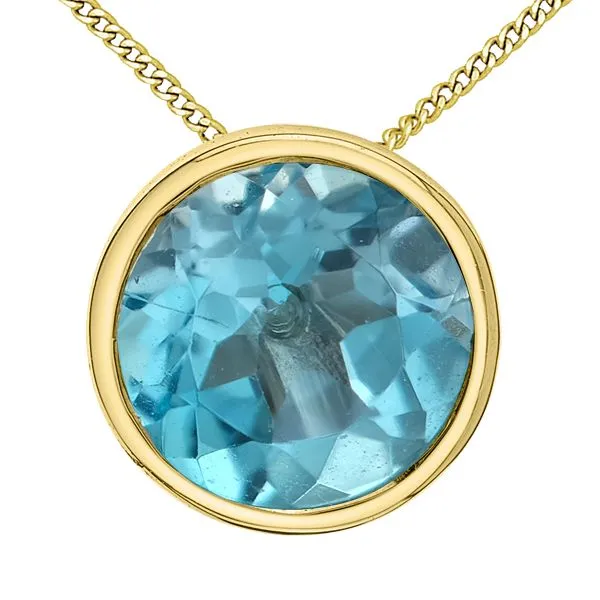 10kt Yellow Gold 5mm Blue Topaz Necklace Taylors Jewellers Alliston, ON