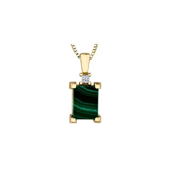 10kt Yellow Gold Malachite & 0.042cttw Diamond Pendant Taylors Jewellers Alliston, ON