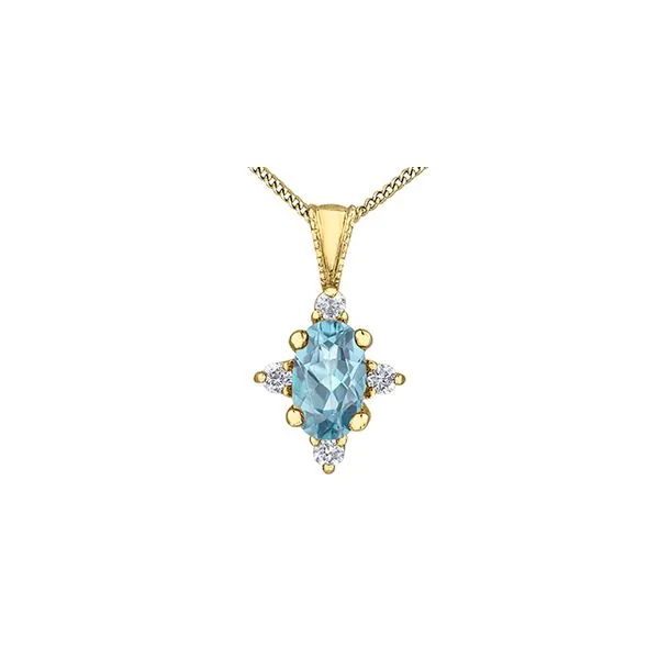 10kt Yellow Gold Oval Aquamarine &  0.03cttw Diamond Necklace Taylors Jewellers Alliston, ON