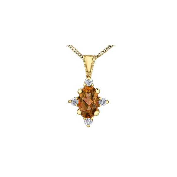 10kt Yellow Gold Oval Citrine & 0.03cttw Diamond Necklace Taylors Jewellers Alliston, ON