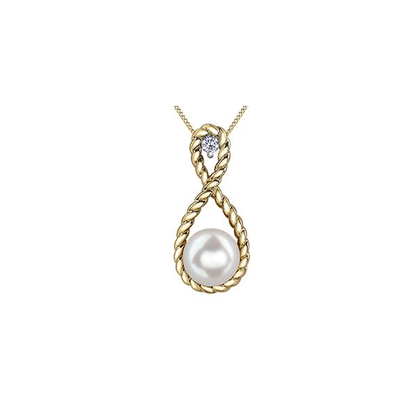 10KT YELLOW GOLD INFINITY PEARL NECKLACE LENGTH 18
