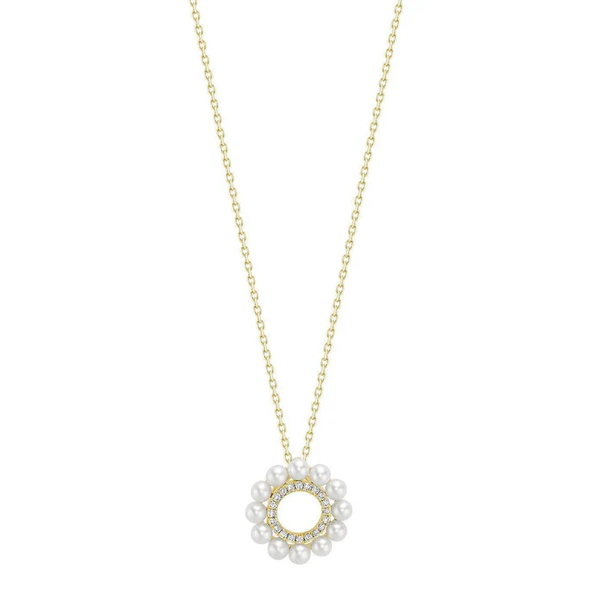 14kt Yellow Gold Pearl & Diamond Pendant Taylors Jewellers Alliston, ON
