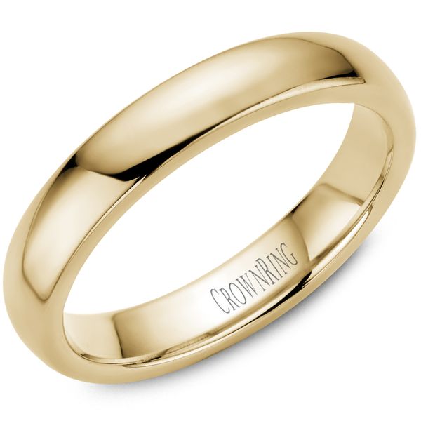 14KT YELLOW GOLD TRADITIONAL  BAND  -4MM WIDE- DOME- LIGHT THICKNESS-HIGH POLISH      SIZE 10 Taylors Jewellers Alliston, ON