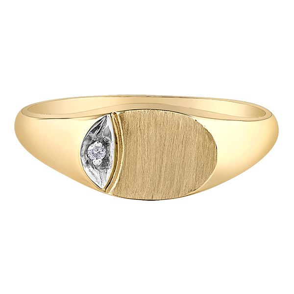 0.01CT DIAMOND ACCENT 10KT YELLOW GOLD SIGNET RING SIZE 6.5 Taylors Jewellers Alliston, ON