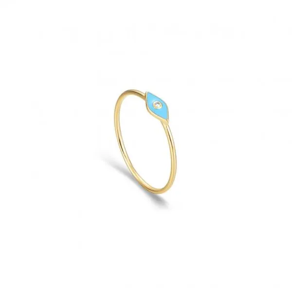 10KY Gold Diamond Blue Enamel Evil Eye Ring Taylors Jewellers Alliston, ON