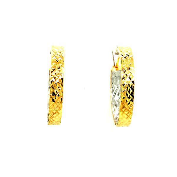 10KT TWO-TONE YELLOW & WHITE GOLD HOOP EARRINGS Taylors Jewellers Alliston, ON