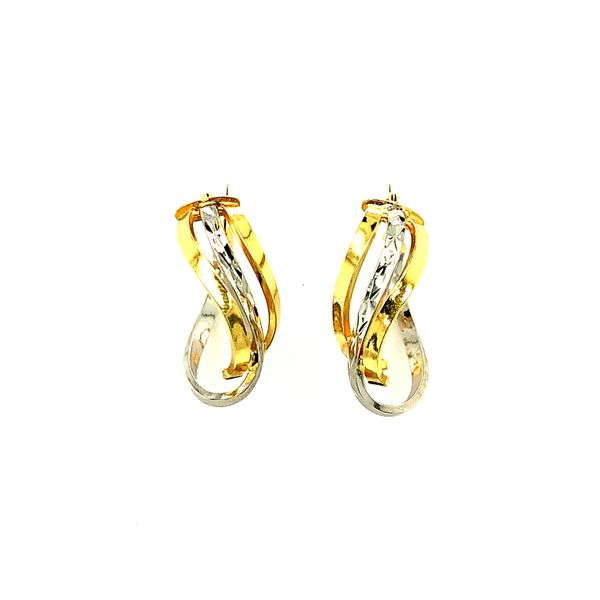 10KT TWO-TONE YELLOW & WHITE GOLD DIAMOND CUT HOOP EARRINGS Taylors Jewellers Alliston, ON
