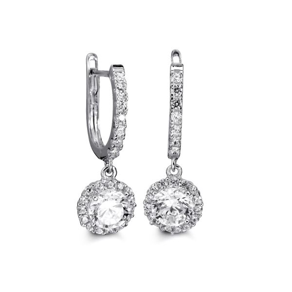 LUX 10KT WHITE GOLD WITH CUBIC ZIRCONIA DANGLE EARRINGS Taylors Jewellers Alliston, ON