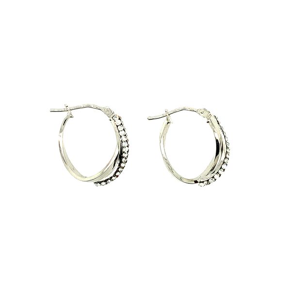 Lady's White Polished 10KT Gold Twisted Hoop Earrings Image 2 Taylors Jewellers Alliston, ON