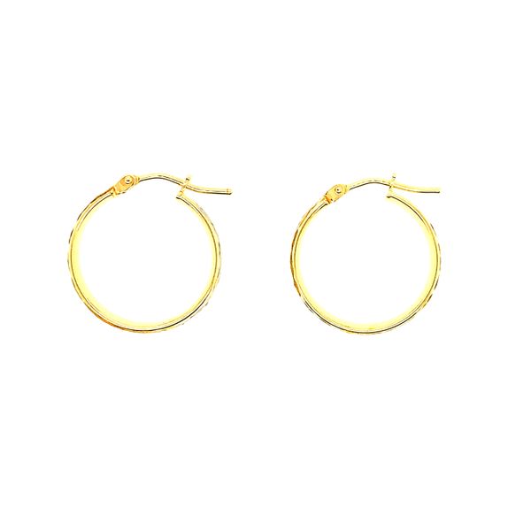 10KT Two Tone Yellow & White Gold Diamond Cut Shiny Bella Hoop Earrings Image 2 Taylors Jewellers Alliston, ON