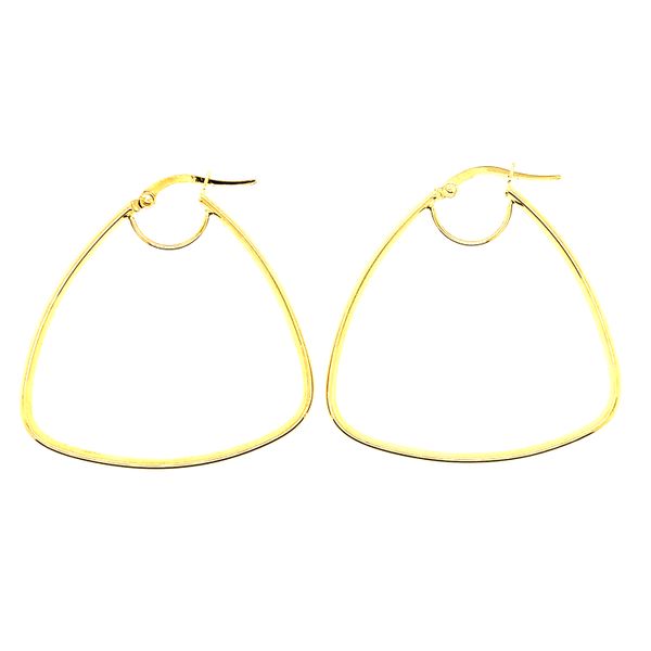 10 Karat Yellow Gold Triangle Hoop Earrings Image 2 Taylors Jewellers Alliston, ON