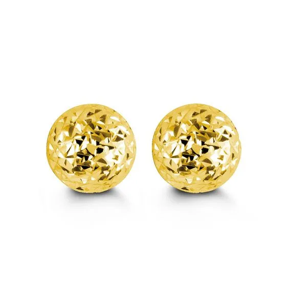 8MM 10KT Yellow Diamond Cut Ball Stud Earrings Taylors Jewellers Alliston, ON