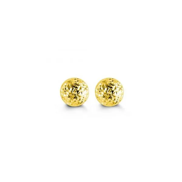 1OKT YELLOW  GOLD DIAMOND CUT BALL STUD 10MM Taylors Jewellers Alliston, ON
